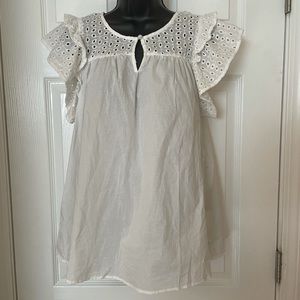 NWT White Flutter Sleeve Top